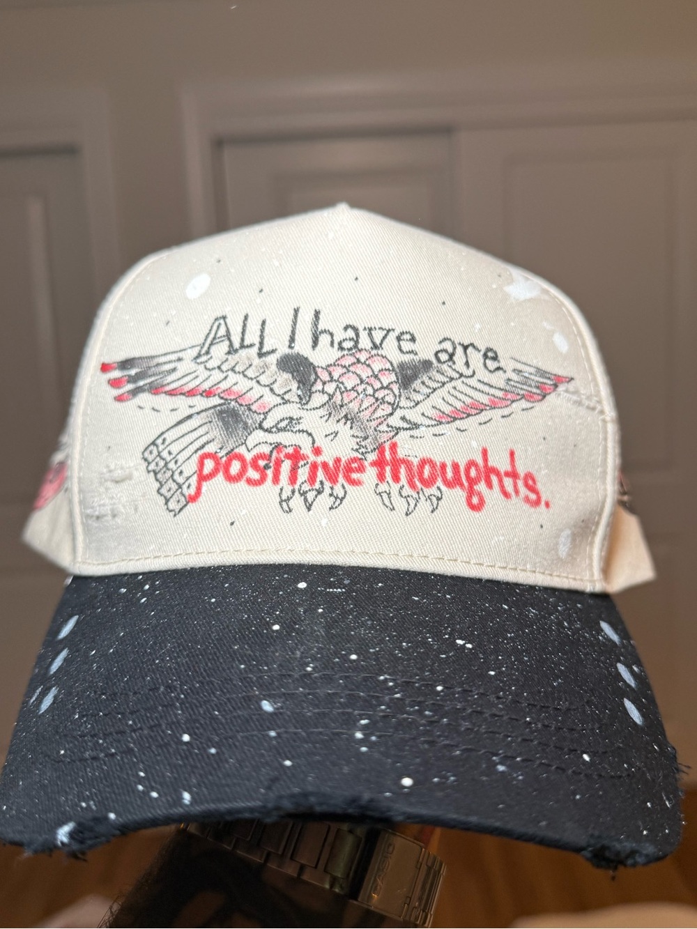 Original 1 of 1 hand painted snap back A- frame hat
